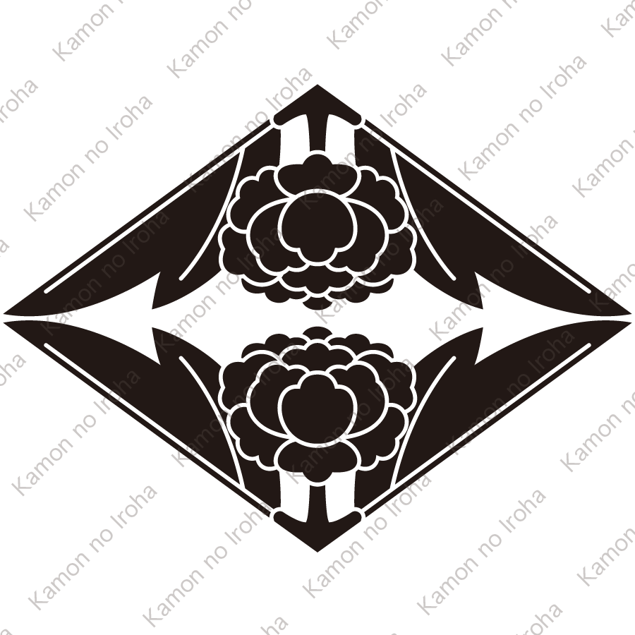 向い牡丹菱紋