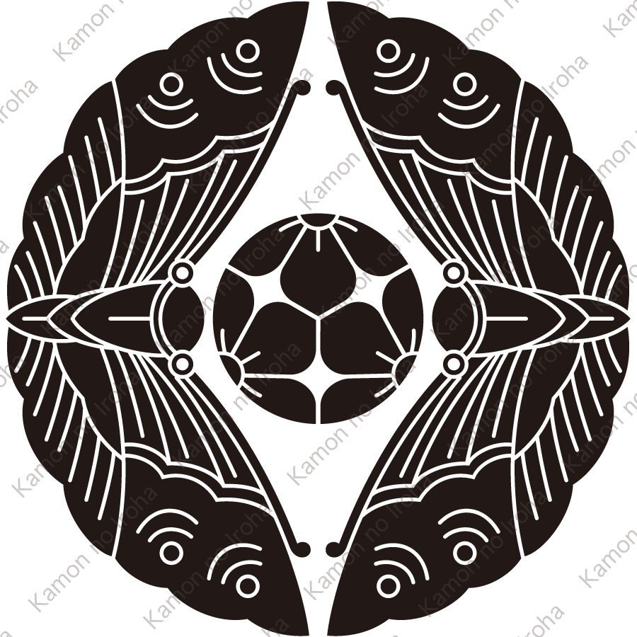 対い蝶に三つ割り桔梗紋