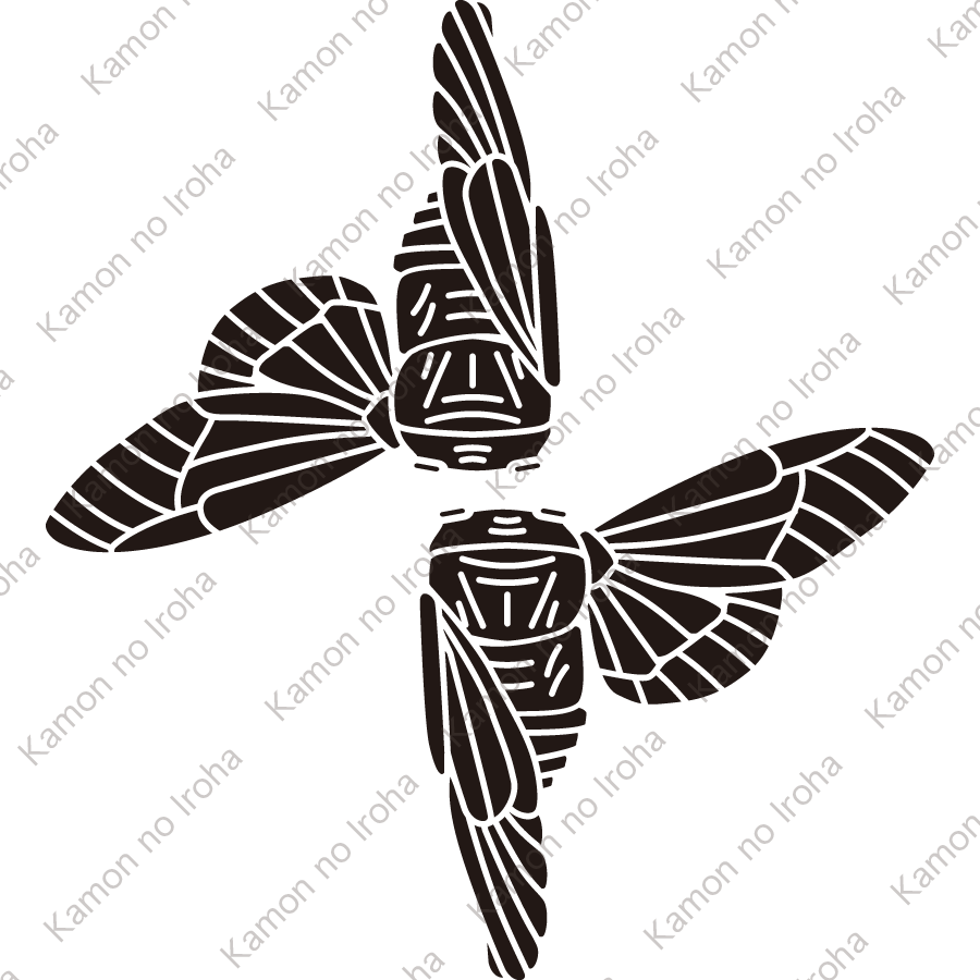 対い片揚羽蝉紋