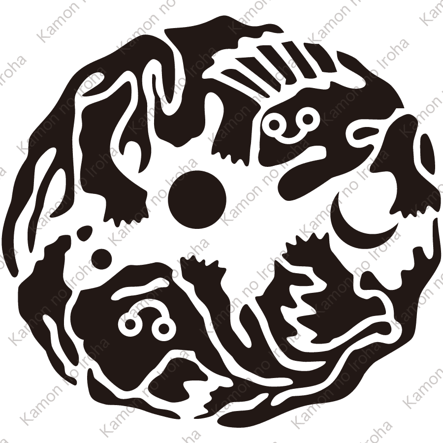 対い獅子の丸紋