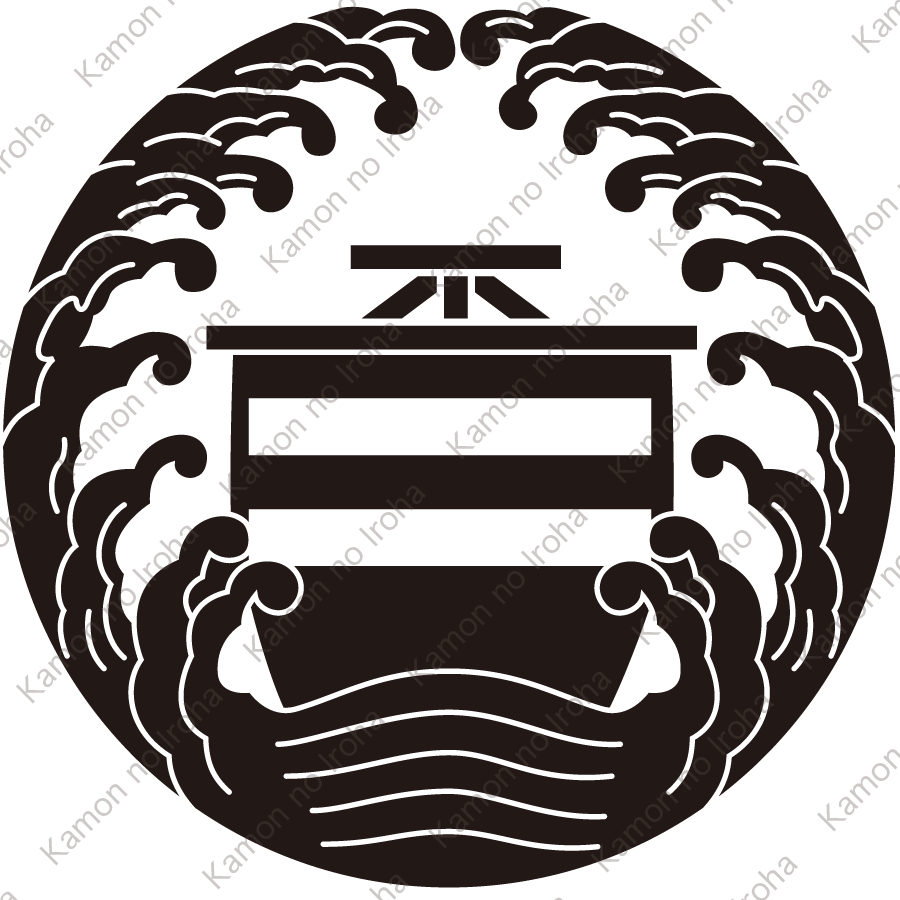 浪の丸に真向き帆紋
