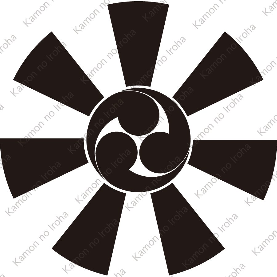 七つ日足に三つ巴紋