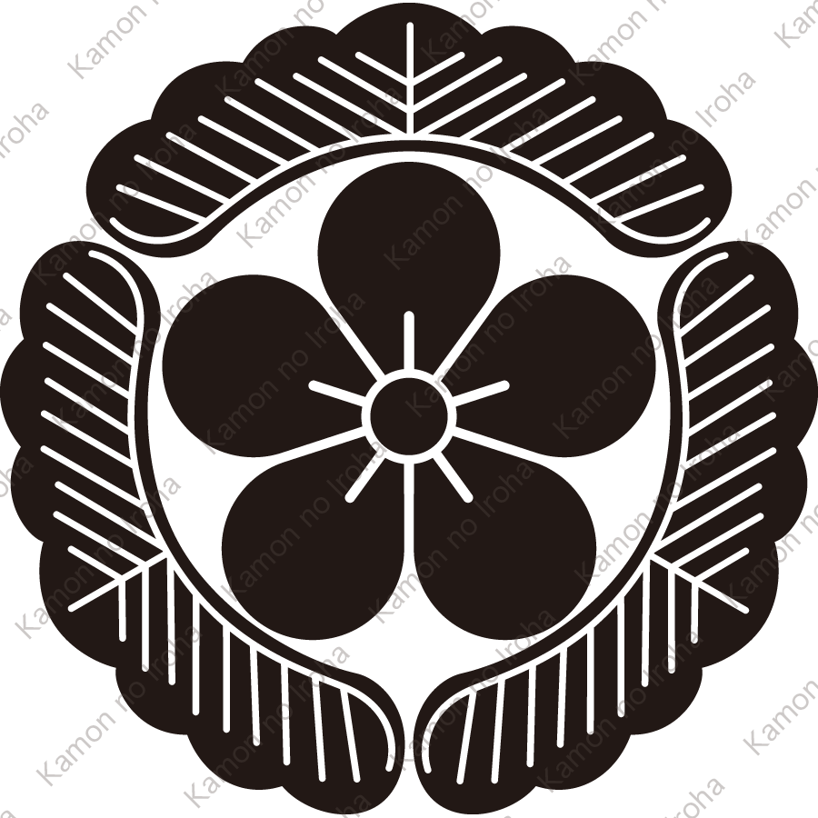 根無し三つ松に梅紋