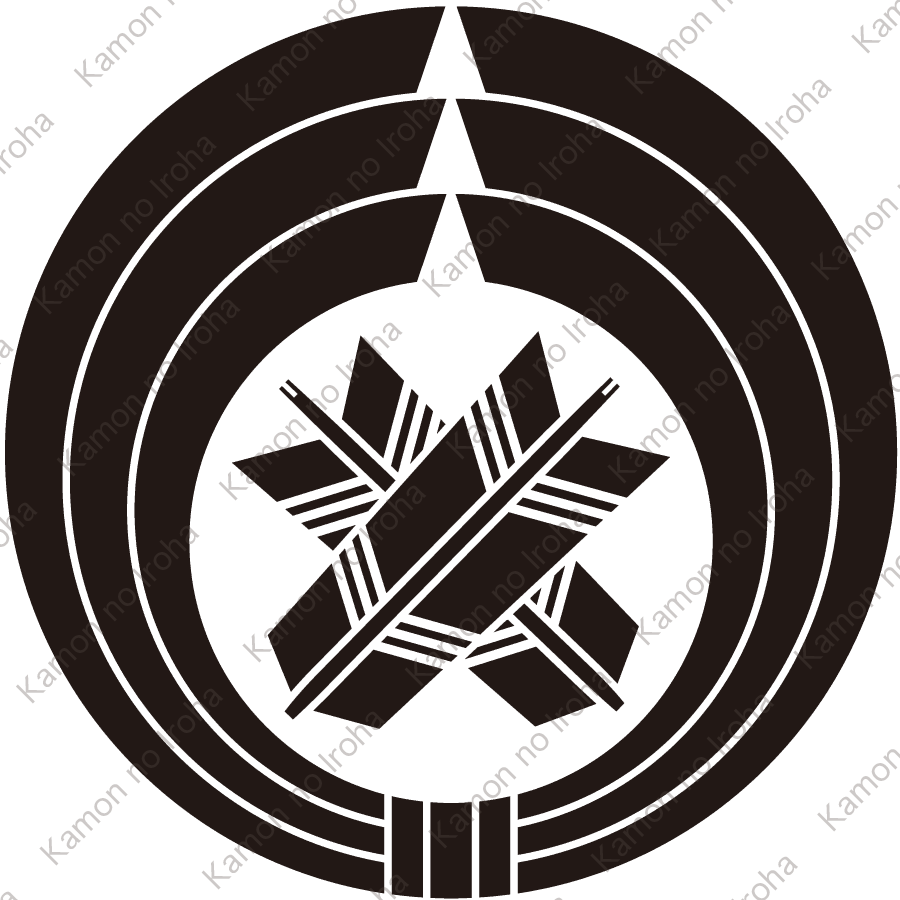 熨斗輪に違い矢紋