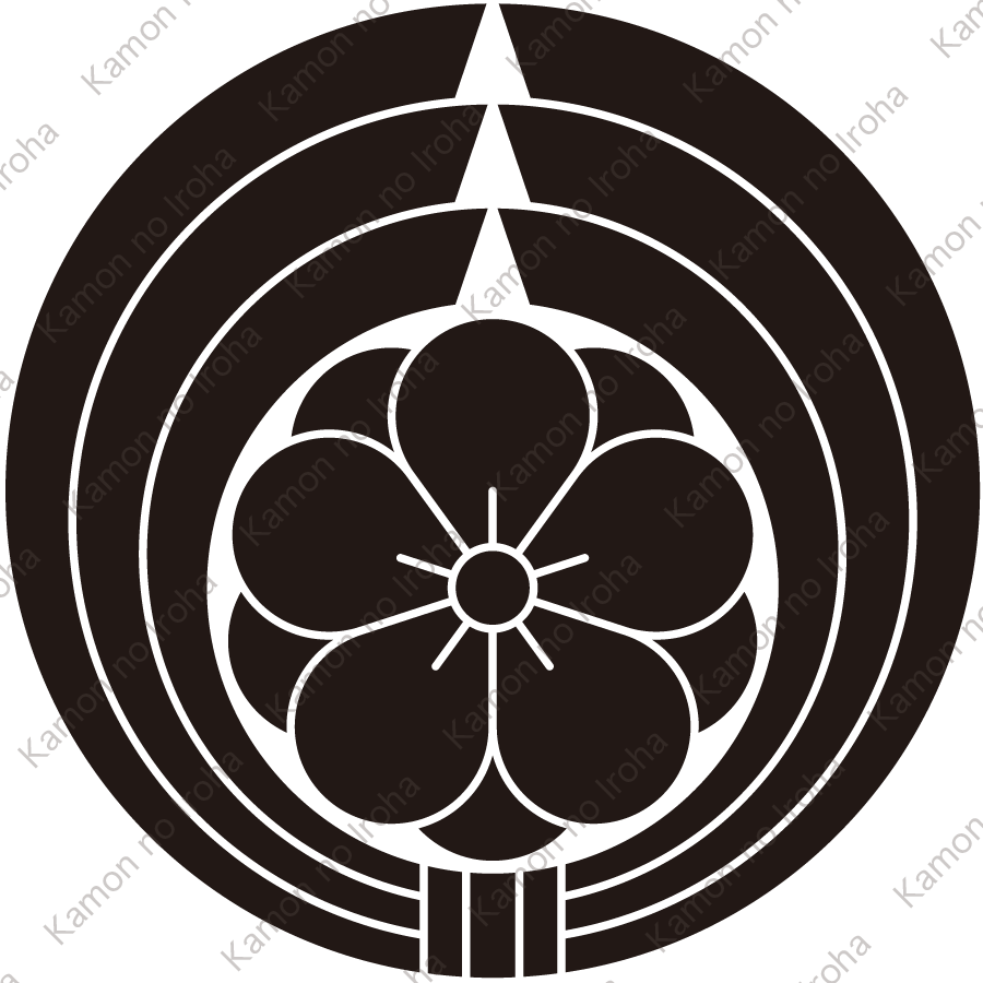 熨斗輪に八重梅紋
