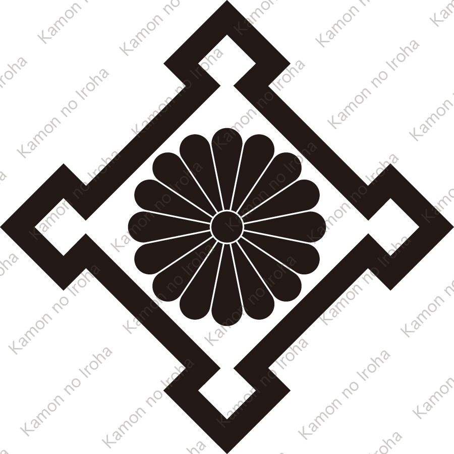 折り入り角に十六葉菊紋