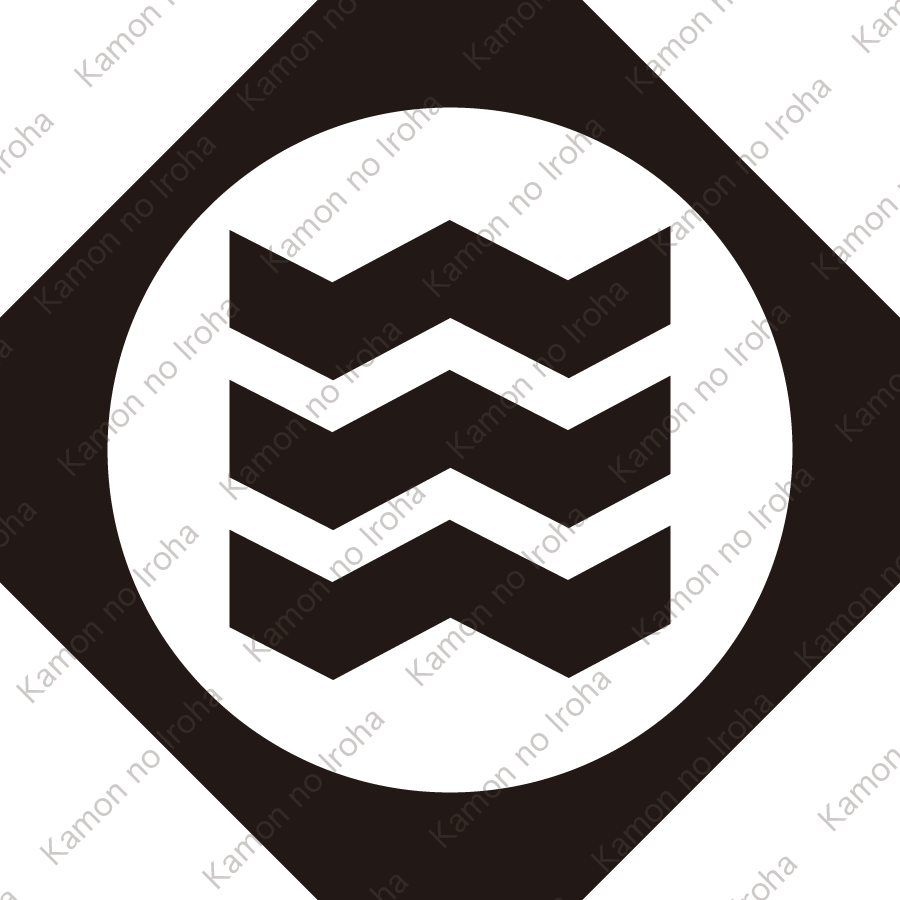 折敷鉄砲角に縮み三文字紋