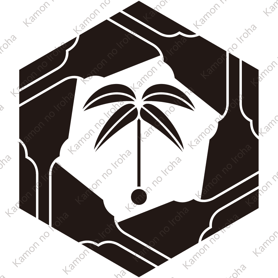 六角羽子板に羽根紋