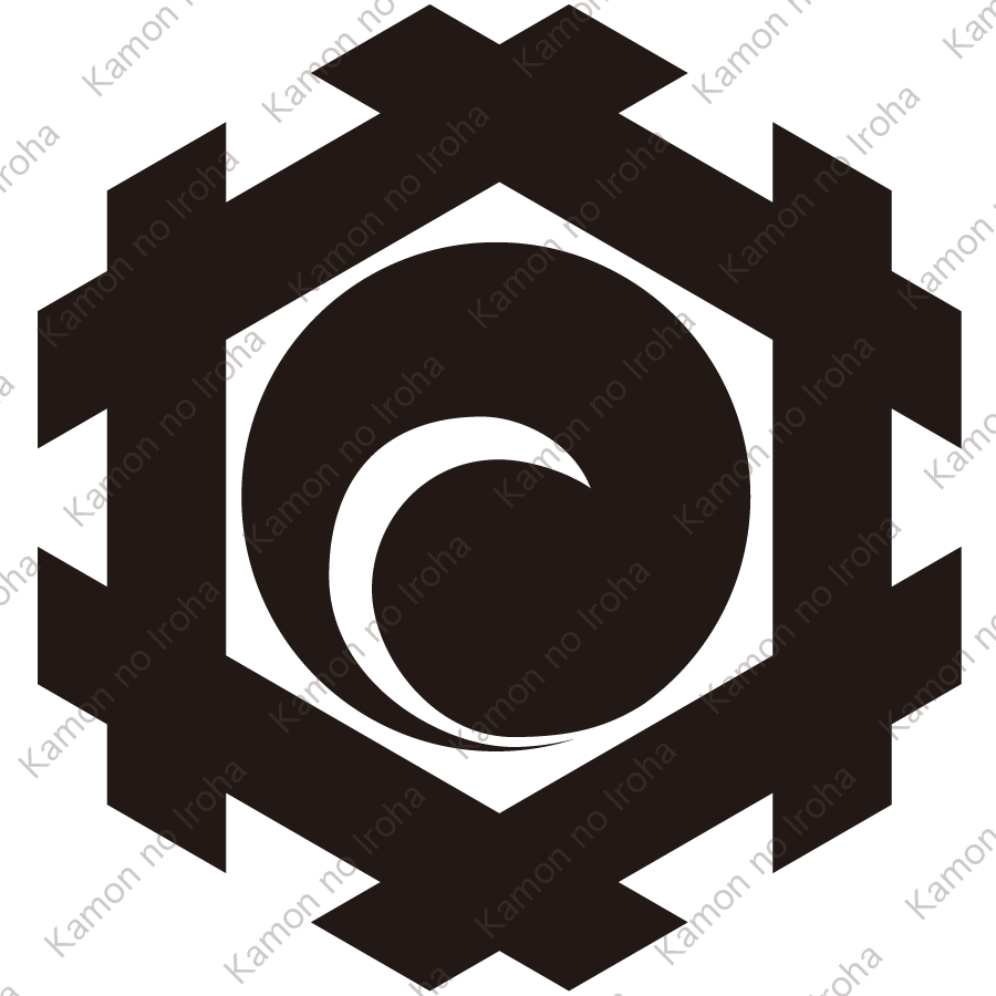 六角井筒に一つ巴紋