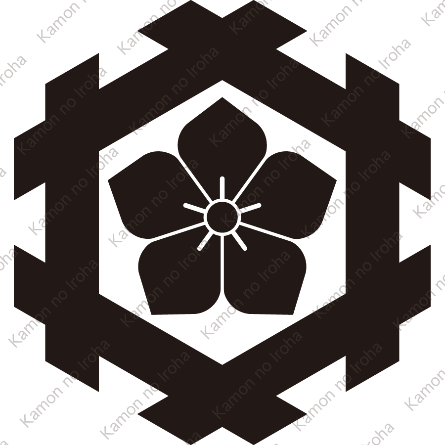 六角井筒に桔梗紋