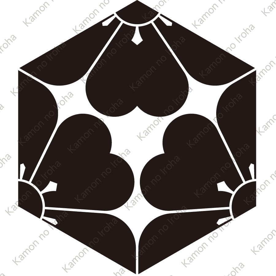 六角三つ割り片喰紋