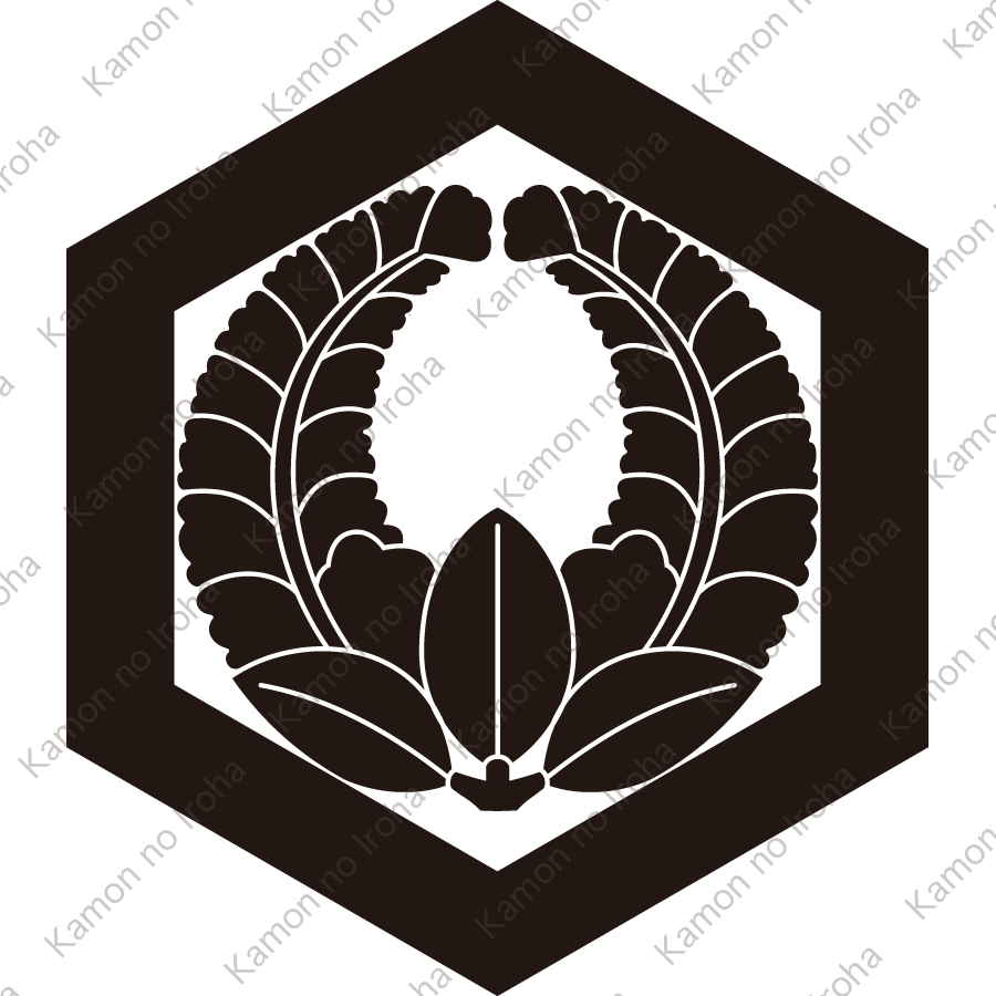 六角に上り藤紋