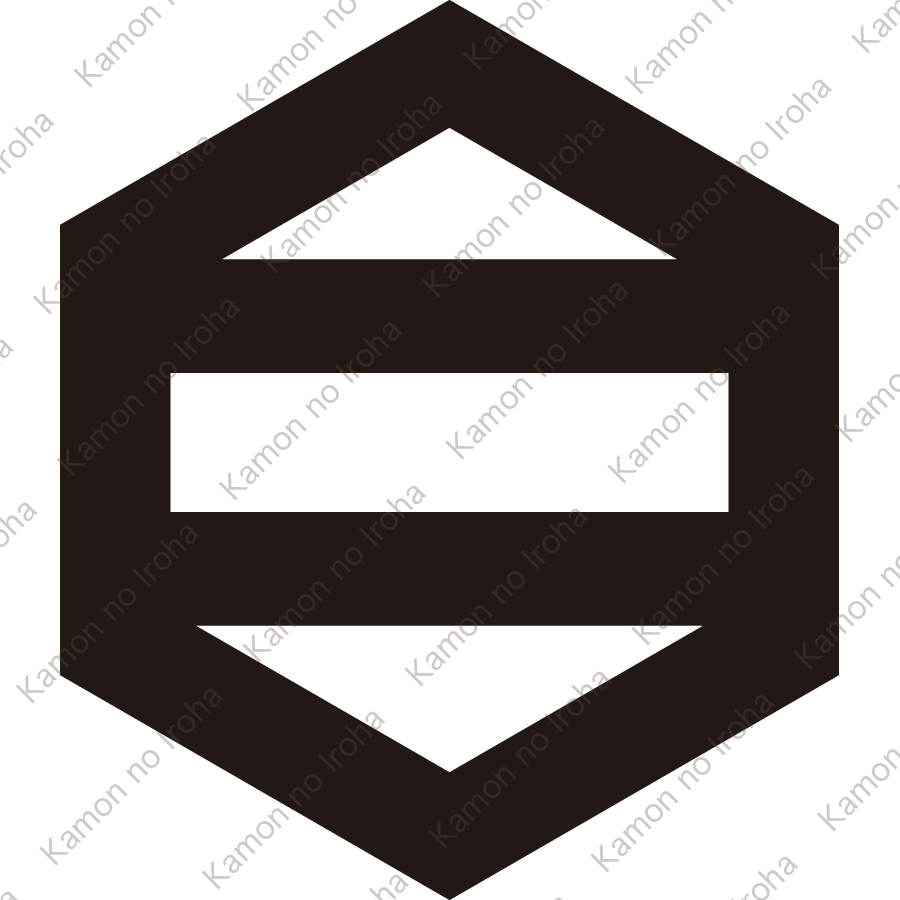 六角に二つ引き紋