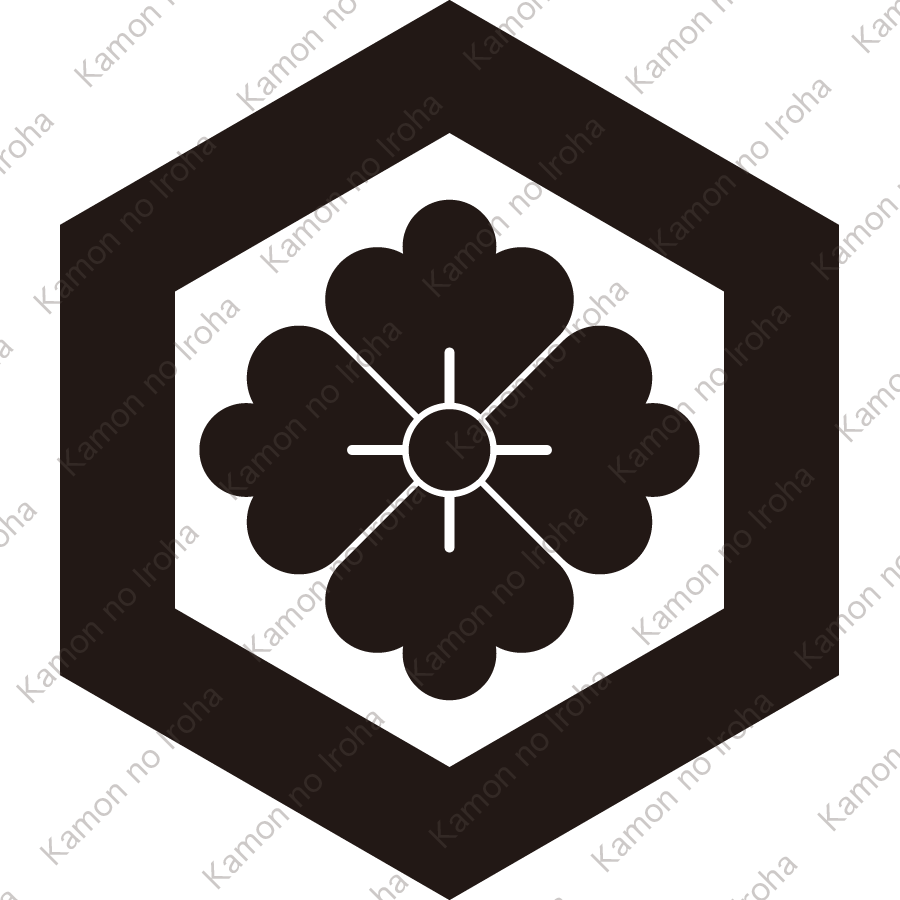 六角に花角紋