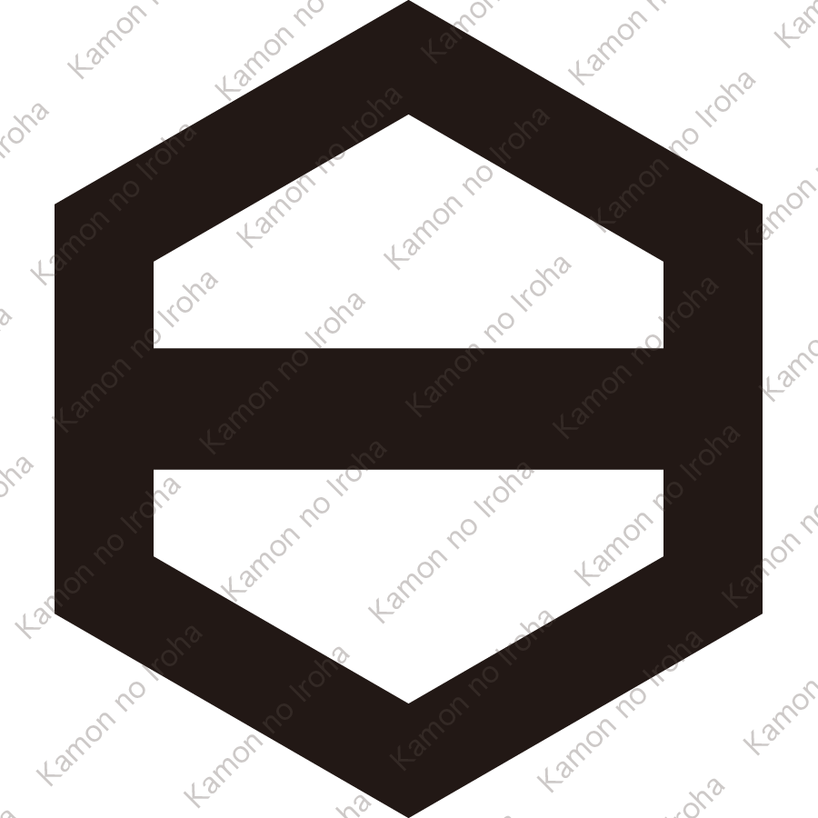 六角に一つ引き紋