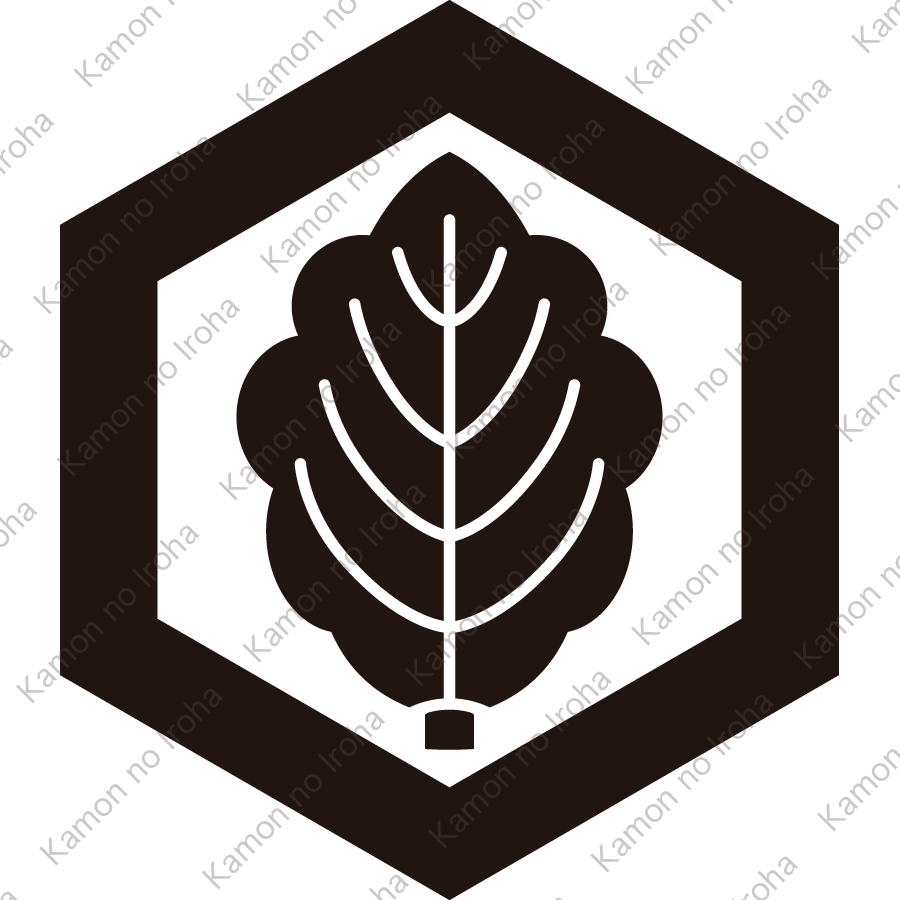 六角に一枚柏紋