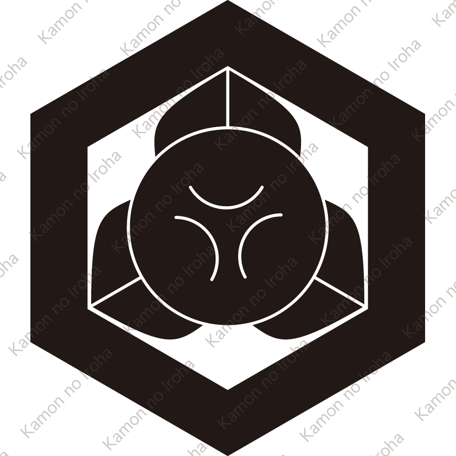 六角に向う橘紋