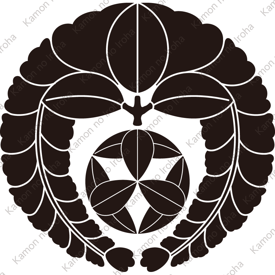 下り藤に九枚笹紋