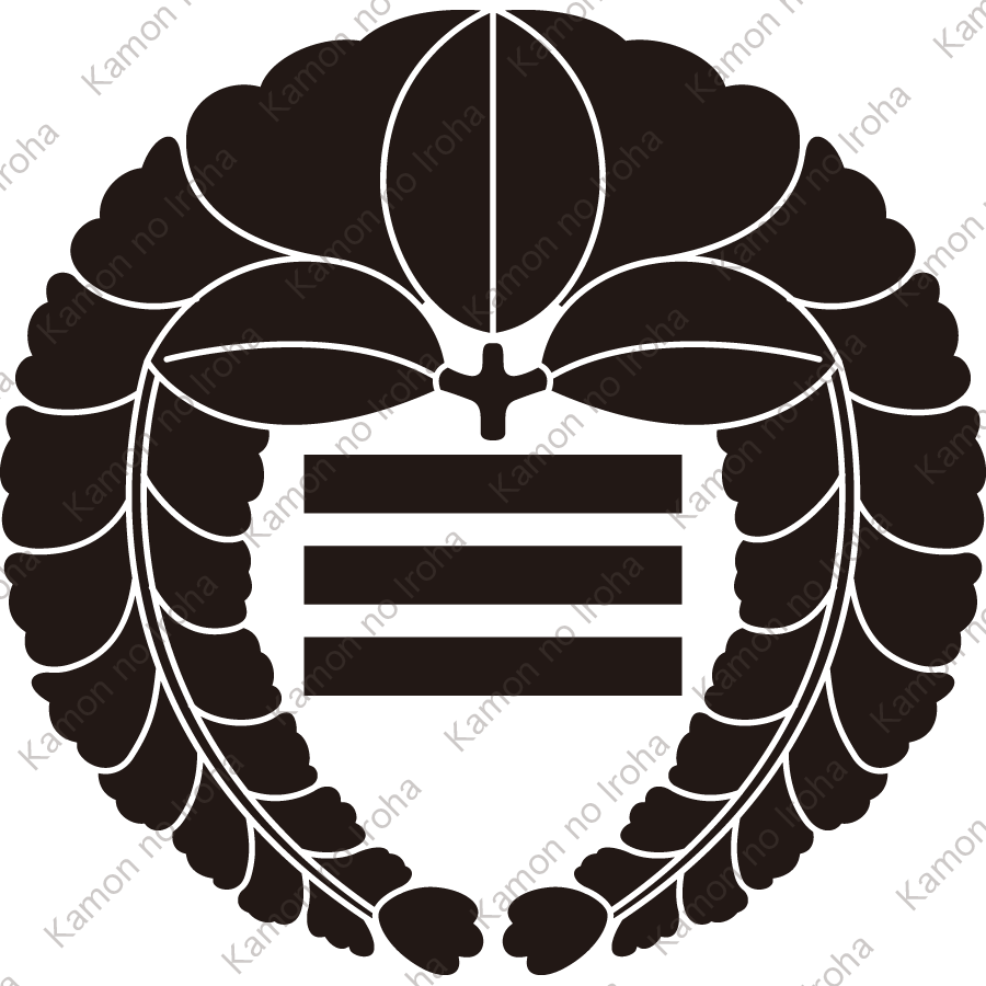 下り藤に三つ引き紋