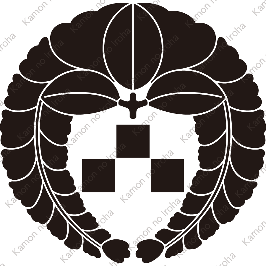 下り藤に三つ石紋