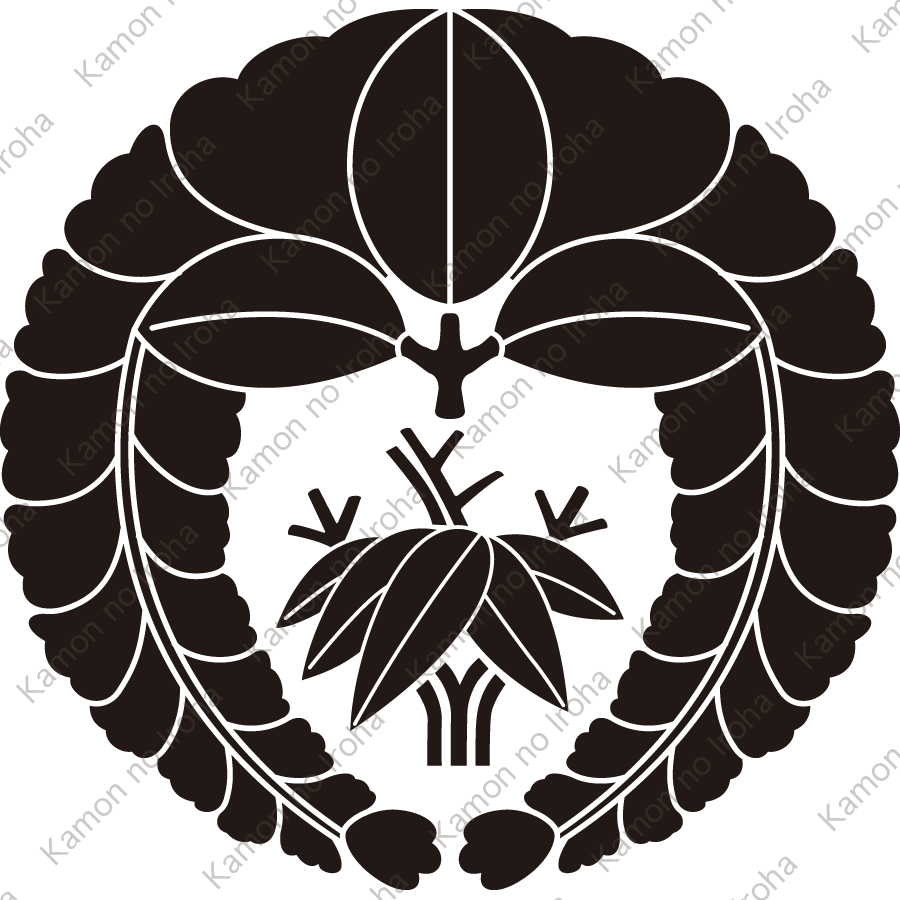 下り藤に根笹紋