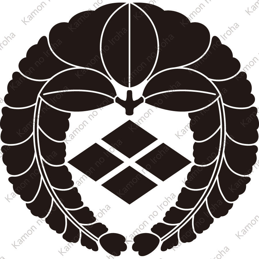 下り藤に割菱紋