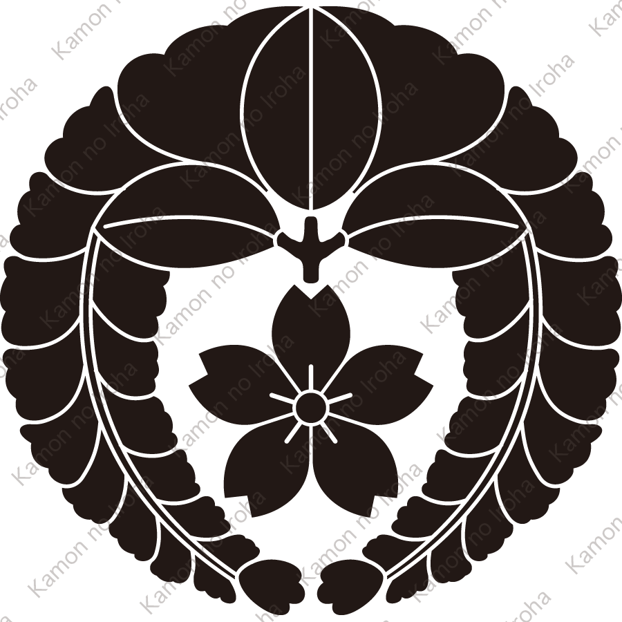 下り藤に山桜紋