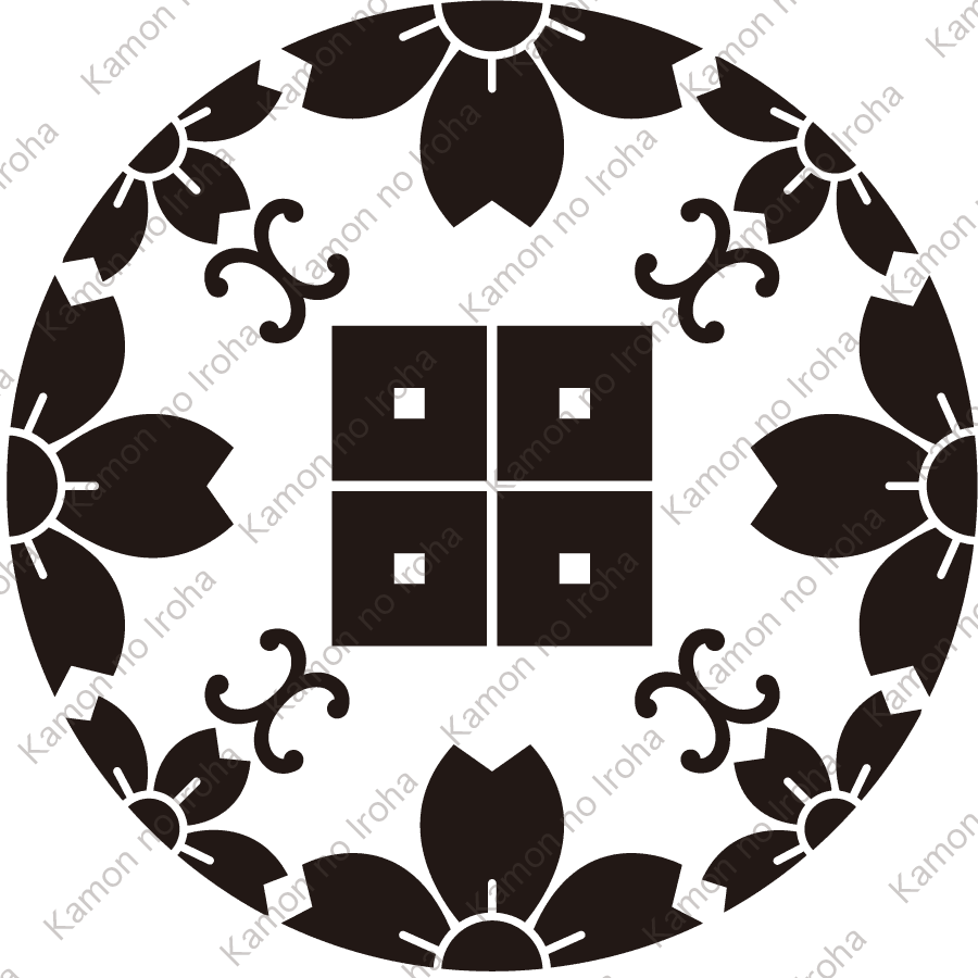 桜浮線綾に平四つ目紋