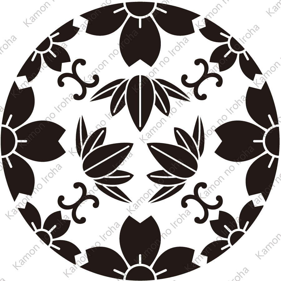 桜浮線綾に十五枚笹紋