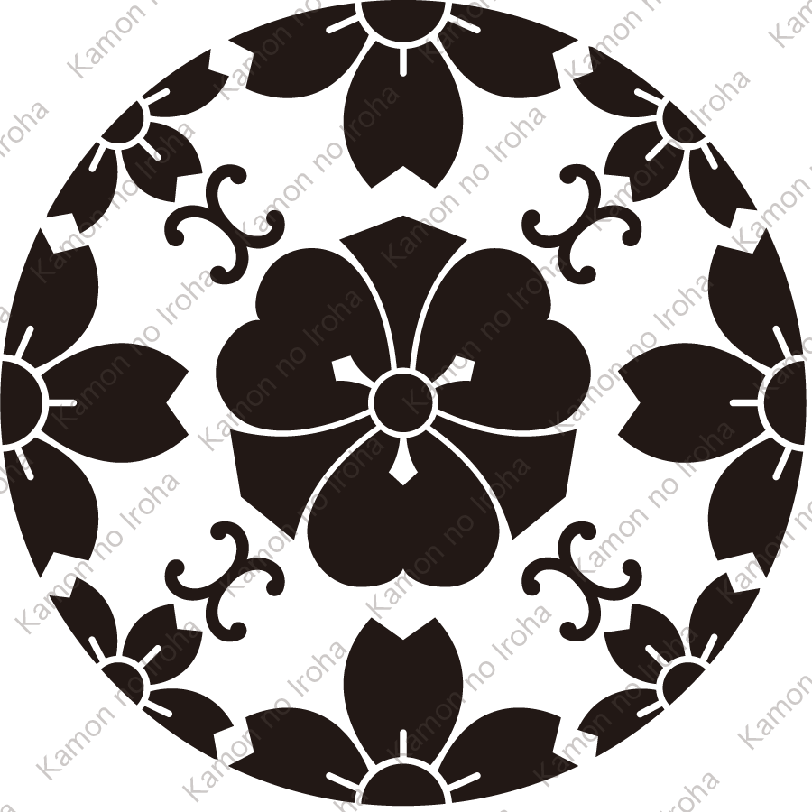 桜浮線綾に片喰紋