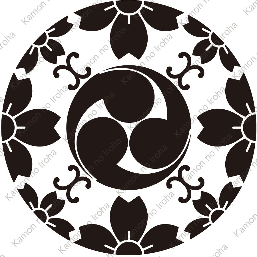 桜浮線綾に三つ巴紋