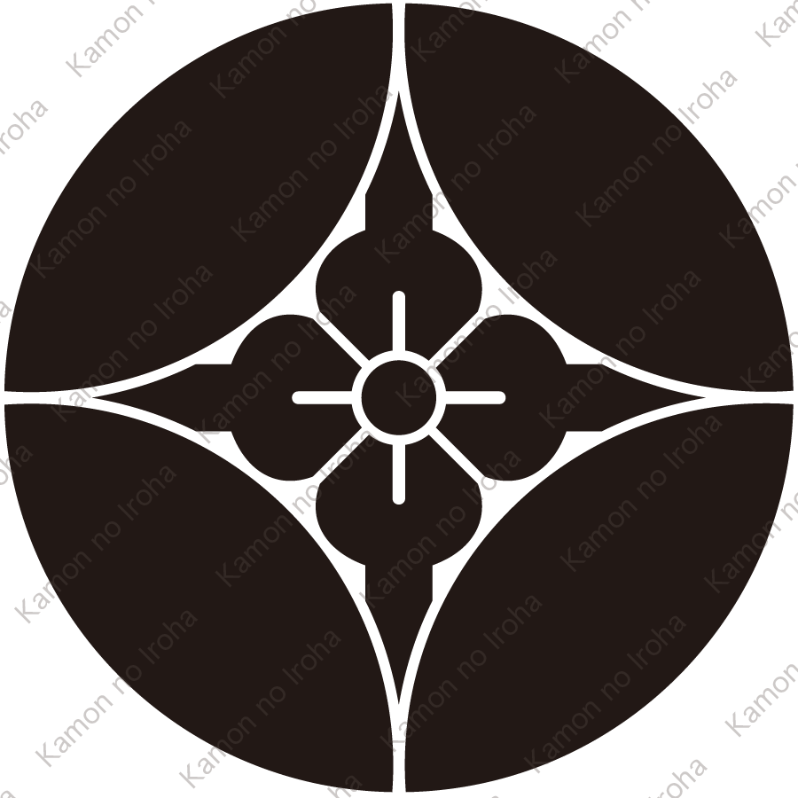 七宝に反り花角紋