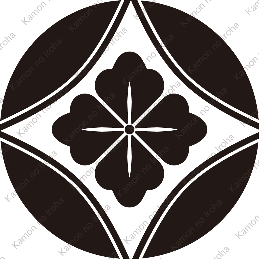 七宝に反り角に花角紋