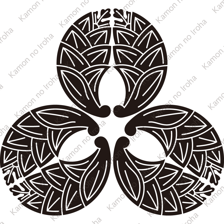 尻合わせ三つ抱き茗荷紋