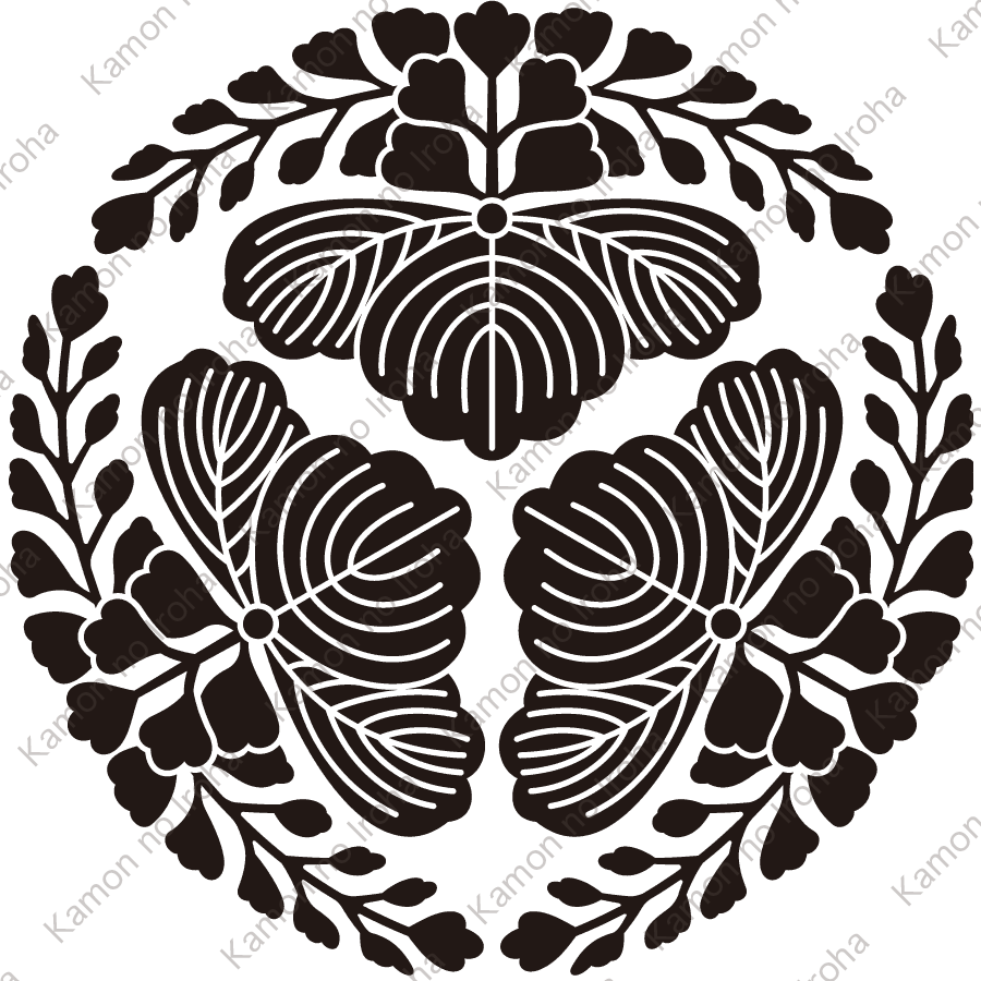 尻合せ三つ花桐紋