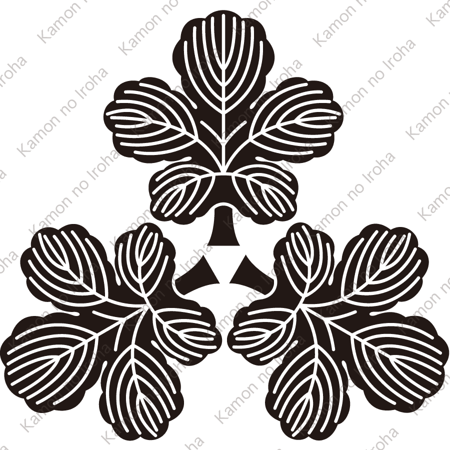 尻合せ三つ立ち梶の葉紋