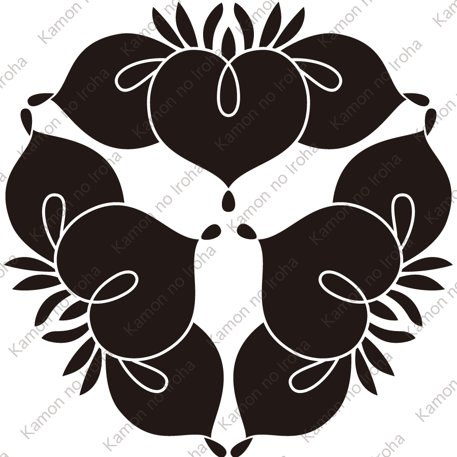 尻合せ三つ杜若の花紋