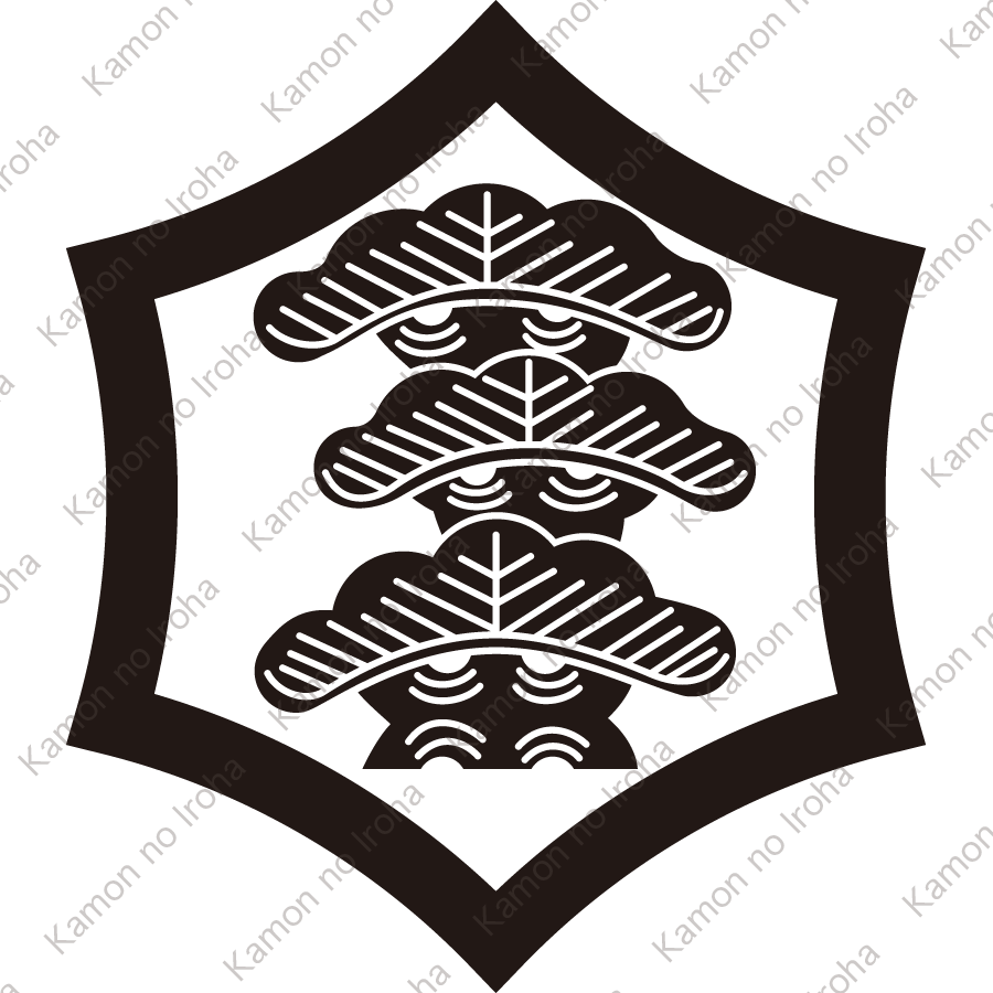 反り六角に三階松紋