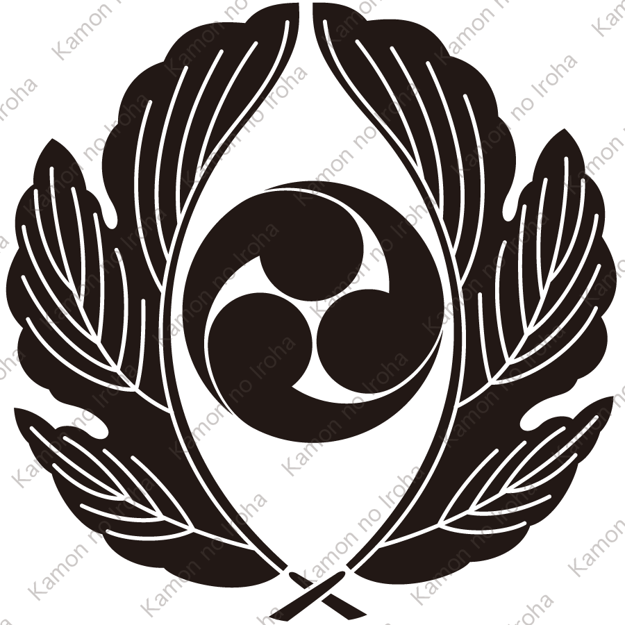 外割り抱き菊の葉に三つ巴紋