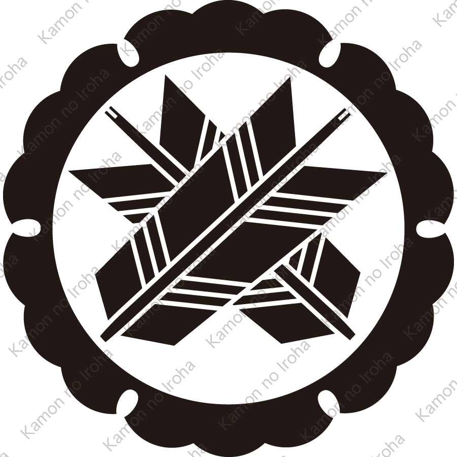 外雪輪に違い矢紋