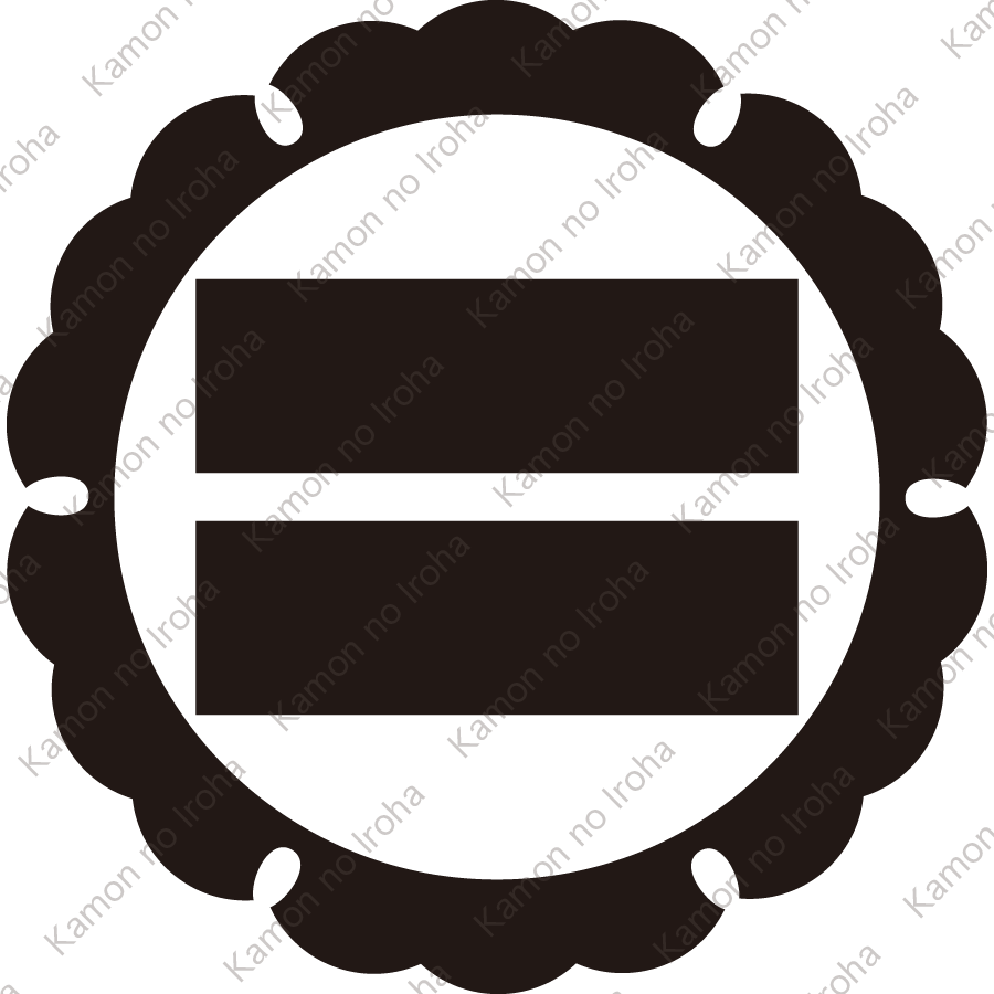 外雪輪に二つ引き紋