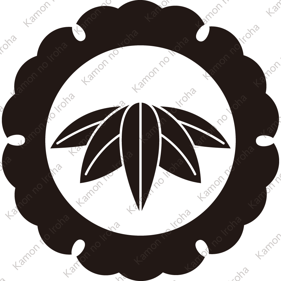 外雪輪に五枚笹紋