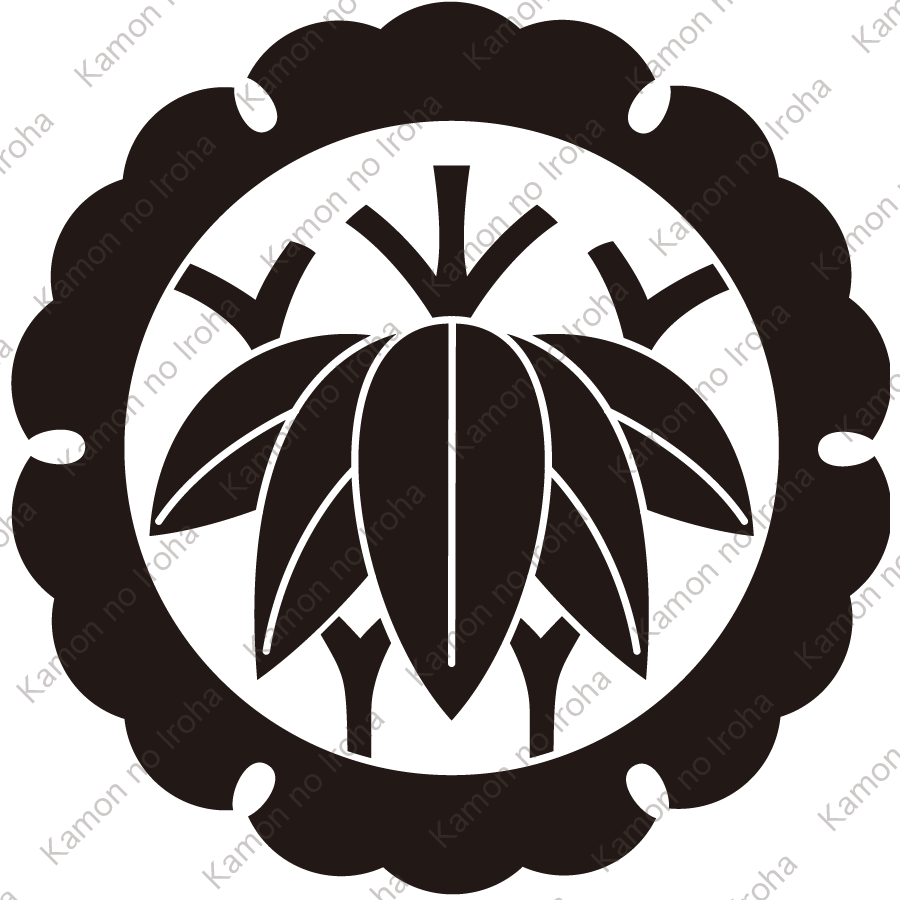 外雪輪に変り根笹紋