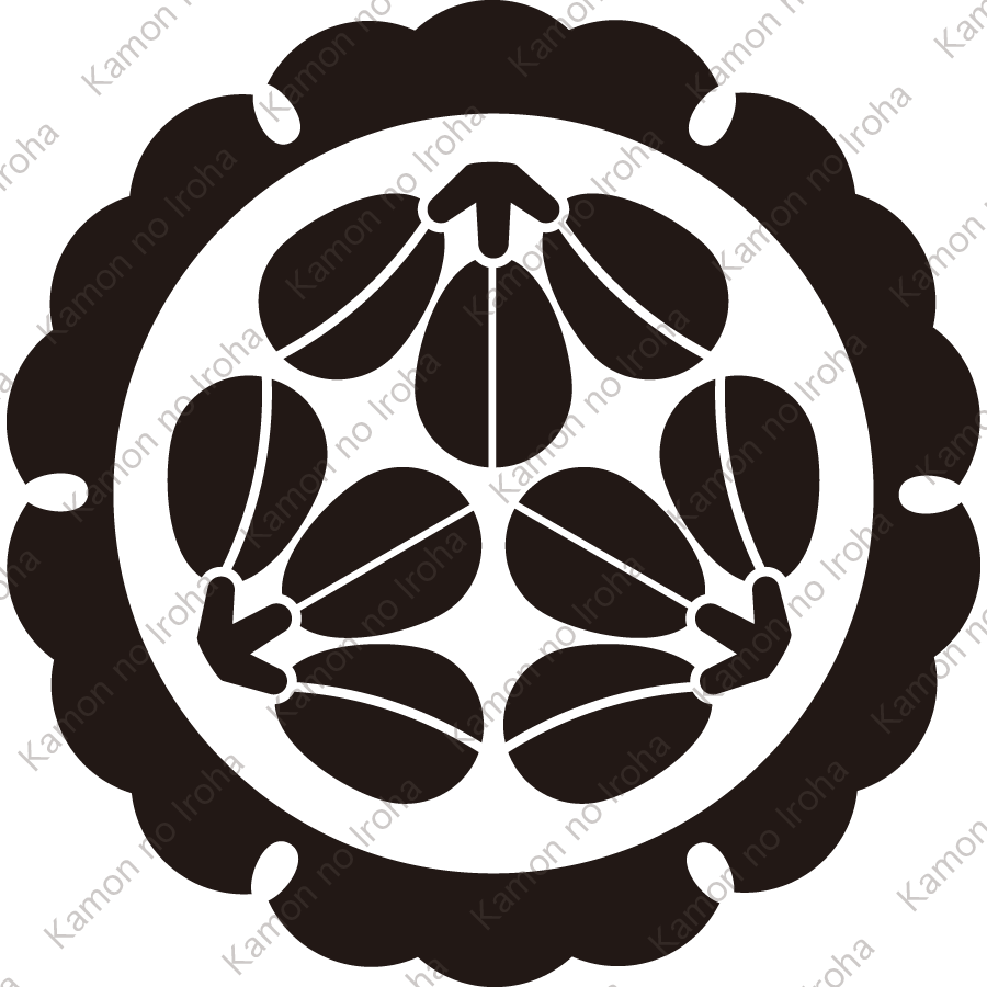 外雪輪に九枚萩紋