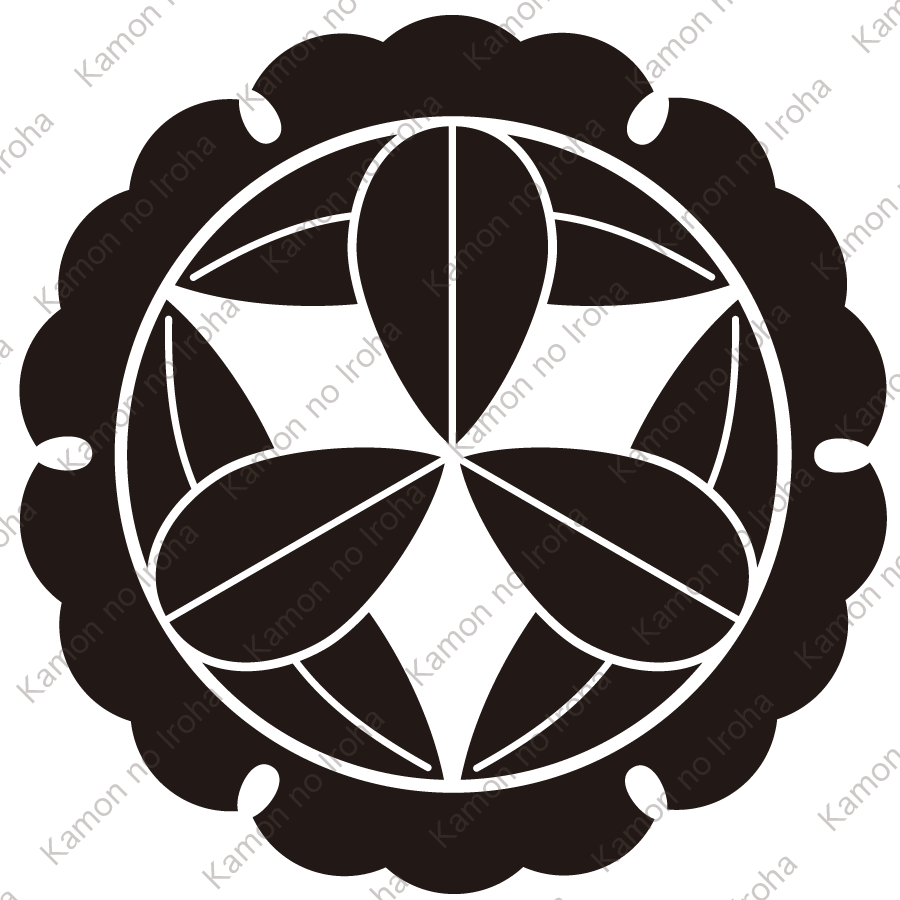 外雪輪に九枚笹紋