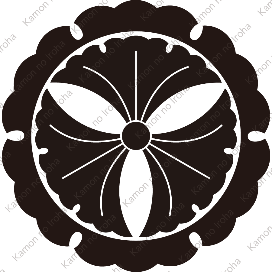 外雪輪に三つ銀杏紋