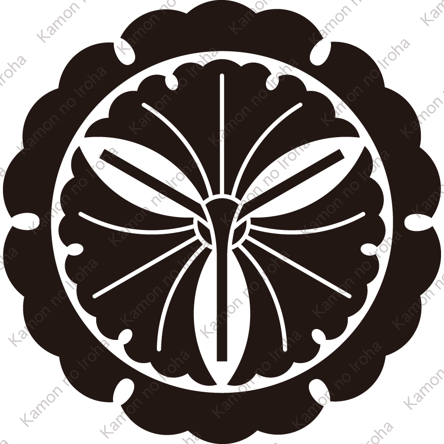 外雪輪に三つ軸違い銀杏紋