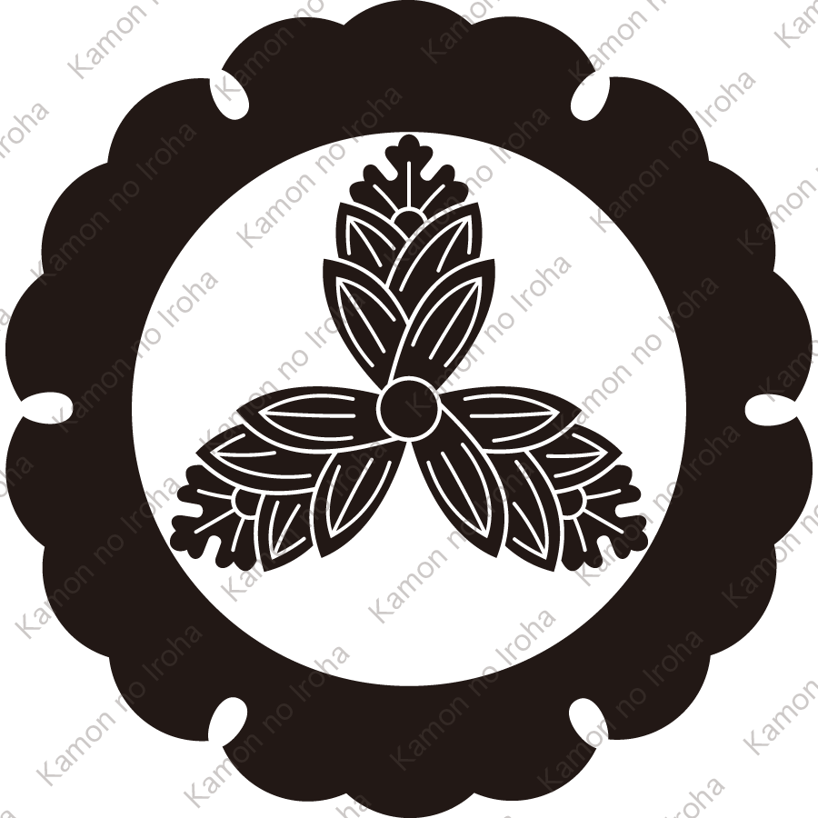 外雪輪に三つ茗荷紋