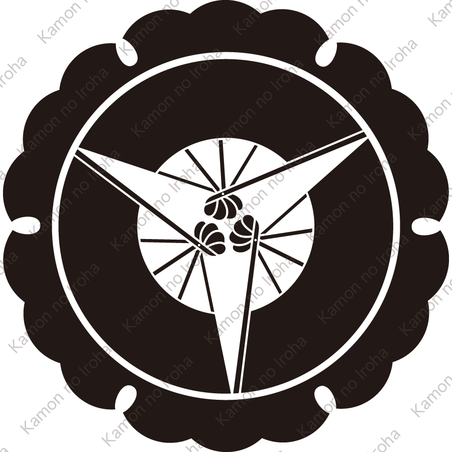 外雪輪に三つ扇紋