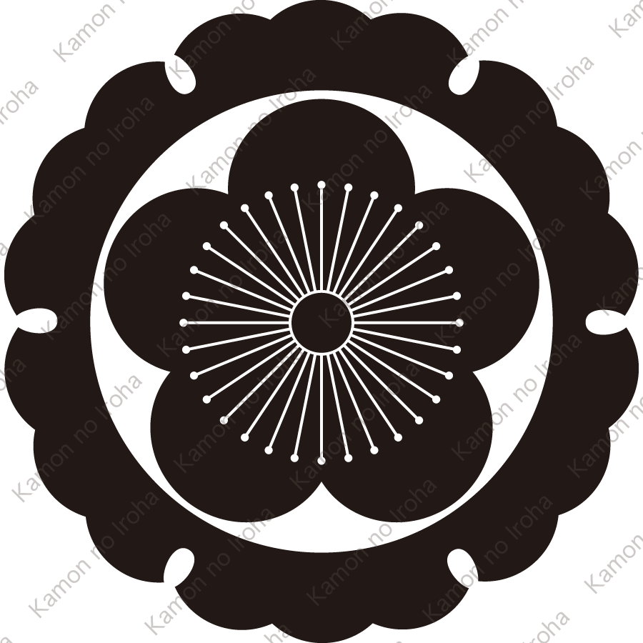 外雪輪に向う梅紋